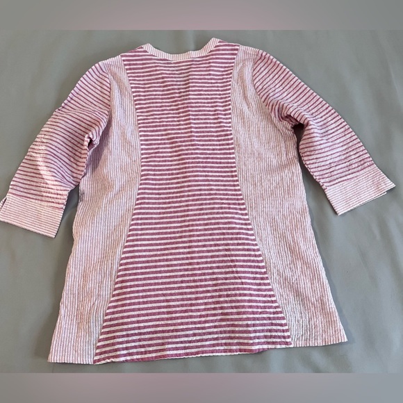 Habitat‎ Clothes To Live In Tunic Womens S White/pink Stripe Blouse 3/4 Sleeves - Picture 9 of 10